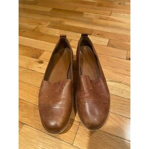 Timberland Womens Brown Leather Espadrille Platform Slip On Loafers‎ Size 9.5